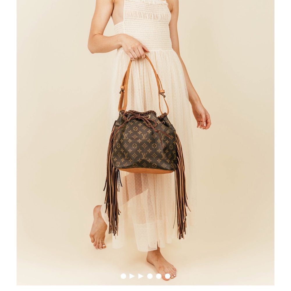 Louis Vuitton vintage boho Fringe champagne bag